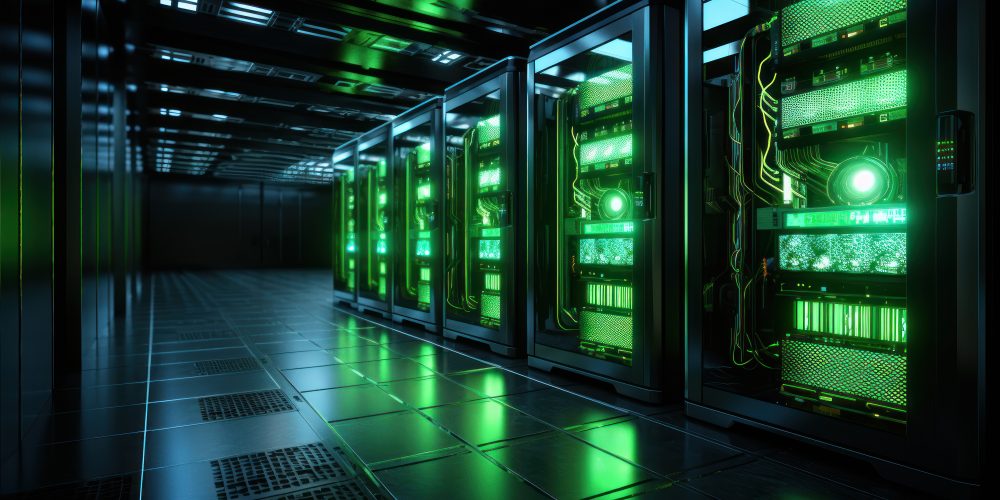 n the server room, you'll notice green lights signaling energy-efficient operations.